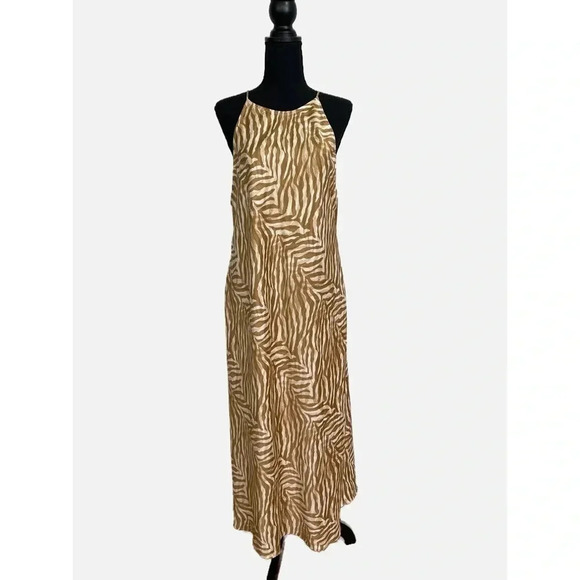Banana Republic Factory Dresses & Skirts - Banana Republic Factory Dress Women's Large Beige Animal Print Cross Back Slip